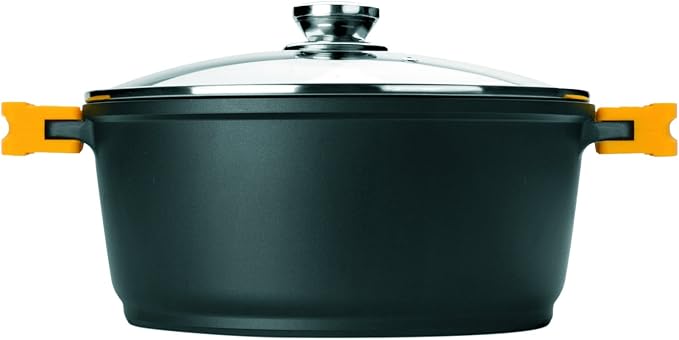 IBILI Casserole Evolution with lid 28 cm, 28 x 28 x 10 cm, Black/Yellow/Transparent, 2 Piece