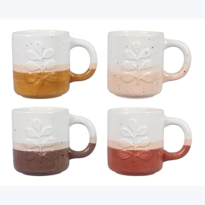 Young's Inc. Ceramic Autumn Boho Color Dipped Mugs, Fall Gift Set, Autumn Coffee Mugs Fall Kitchen Decorations, Thanksgiving Mug for Home De훶or Accessories, 4 Ast.