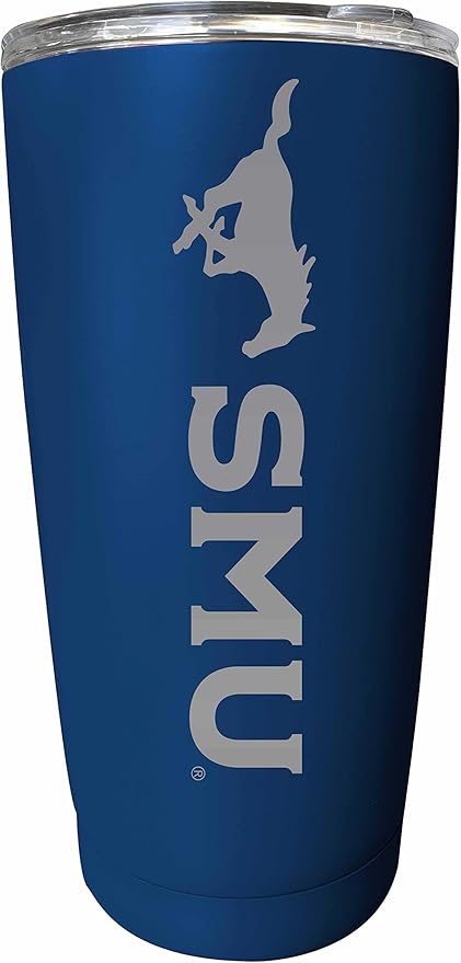 Southern Methodist University Etched 16 oz Stainless Steel Tumbler (Navy) Officially Licensed Collegiate Product