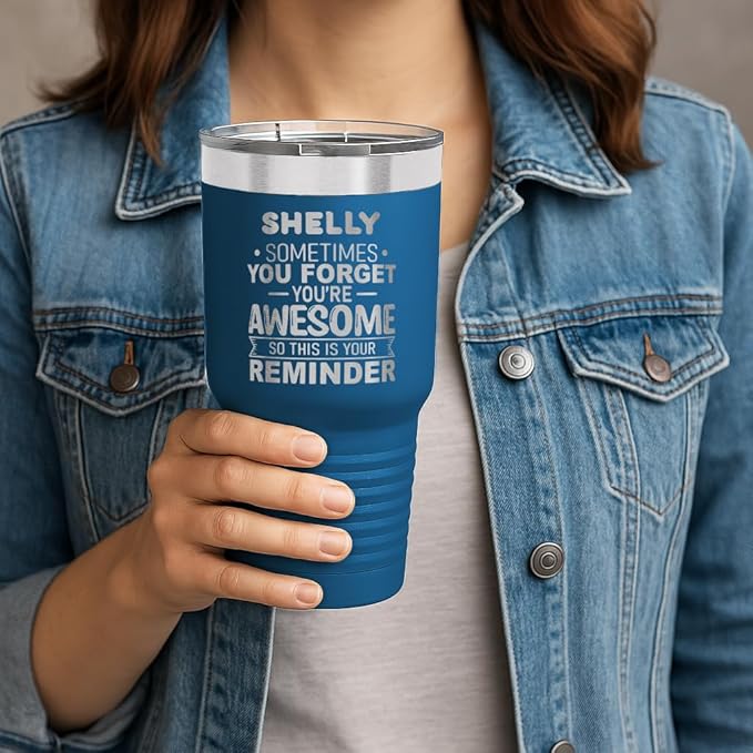 Personalized Inspirational Tumbler, Inspirational Gifts for Men Dad Father Wife Sister Women, Cusom Birthday For Him Her, Customized You?셱e Awesome Tumbler, Teacher Coworker Gifts 30oz Royal Blue