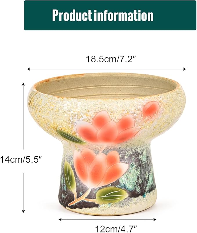 Sungmor 7.5 Inch Large Succulent Plant Pots, Pretty Hand Painted Ceramic Planter with Drainage, Indoor Outdoor Cactus Planter Bonsai Pot, Flower Pot for Indoor Plants Garden Windowsill Desktop Decor
