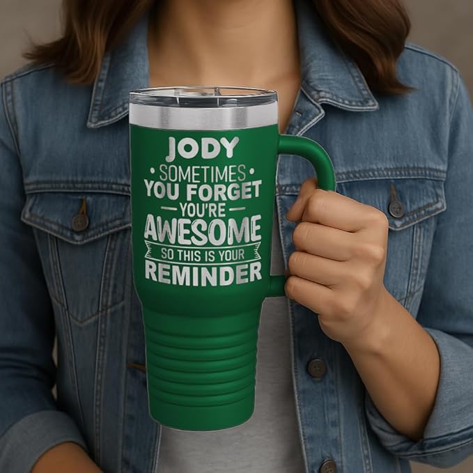 Personalized Inspirational Tumbler, Inspirational Gifts for Men Dad Father Wife Sister Women, Custom Birthday For Him Her, Customized You?셱e Awesome Tumbler, Teacher Coworker Gifts 40oz Green