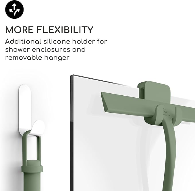 G횥TEWERK Shower Squeegee for Glass Doors, Silicone Window Squeegee, Bathroom and Glass Cleaning - Green - 9 Inch