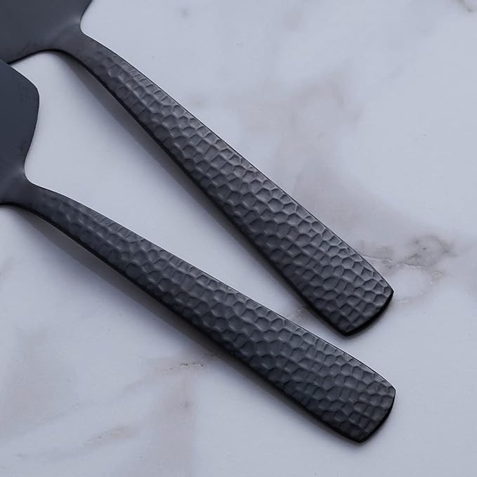 Matte Black Cake Pie Server, 9.4-inch Stainless Steel Heavy Duty Pizza Spatula, Satin Finish, Set of 3