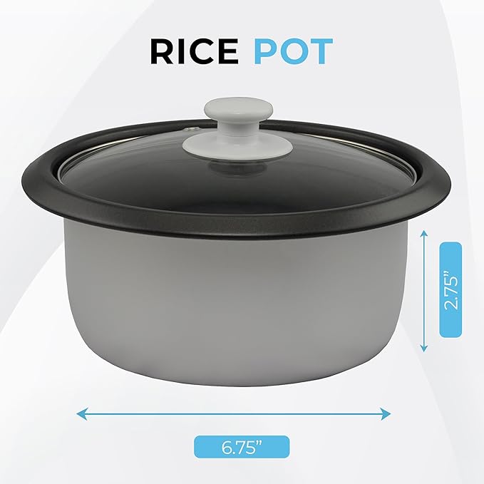 Courant Rice Cooker 6-Cup (Cooked), Removable Non-Stick Bowl, One Touch Rice Cooker, White