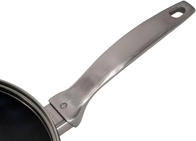 Swiss Diamond Nonstick Hybrid Ceramic and Diamond-Infused Saucepan With Glass Lid, PFAS- and PFOA-free, Dishwasher & Oven Safe Up To 500 째F (3.2 Quart)