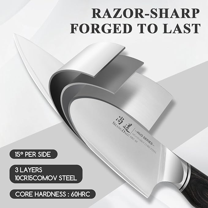 SHANGDAO Chef Knife 8 Inch, Professional Japanese Kitchen Knife ??3 Layers VG10 Alloy Steel, Pakkawood Handle, Gift Box - HUO Series