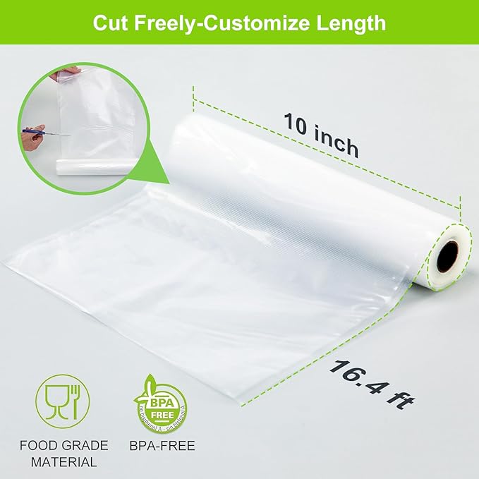 MAGIC SEAL Vacuum Sealer Bags, 3 Rolls 10?쇺?횞 16.4??Textured Vac Seal Bags for Food Storage or Sous Vide, BPA Free, Commercial Grade - NOT Work with MAGIC SEAL MS175 Vac Sealers