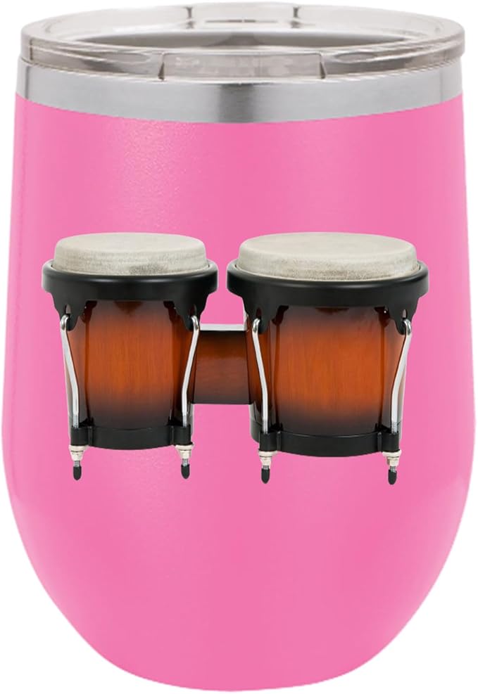 Bongos Wine Tumbler, Bongos Gift, 12oz Stainless Steel Wine Tumbler, Gifts For Him, For Her, For Boys, For Girls, Birthday, Christmas Gift idea (Pink)