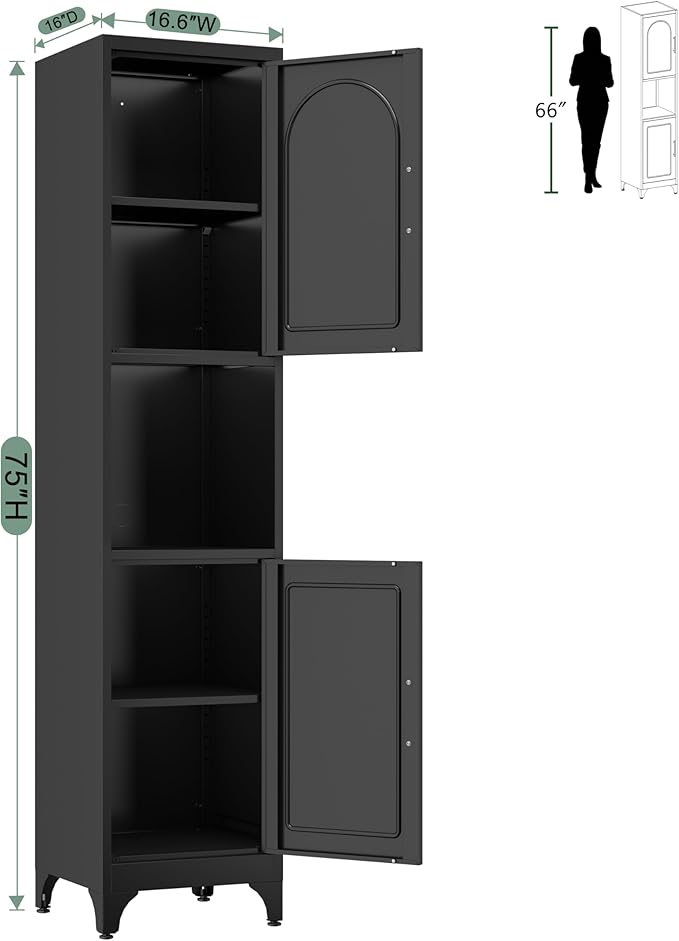 Tall Bathroom Storage Cabinet,Freestanding Storage Cabinet with Doors and Shelves,Slim Bathroom Cabinet,Small Cabinets for Living Room,Pantry