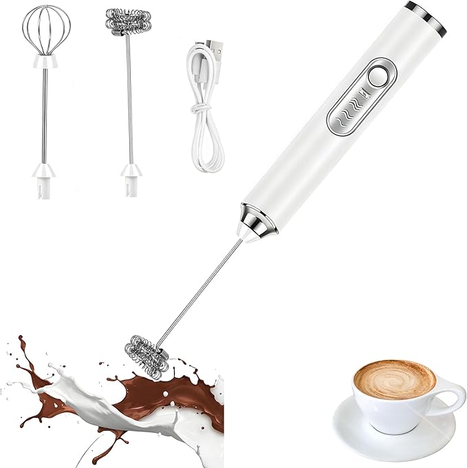 Milk Frother Handheld Rechargeable,Frother Wand 3-Speed Drink Mixer for Coffee,Milk,Cream,Usb Charging,30dB Quiet