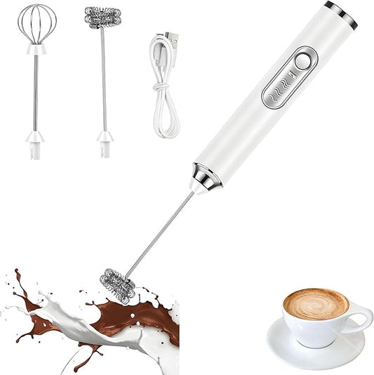 Milk Frother Handheld Rechargeable,Frother Wand 3-Speed Drink Mixer for Coffee,Milk,Cream,Usb Charging,30dB Quiet