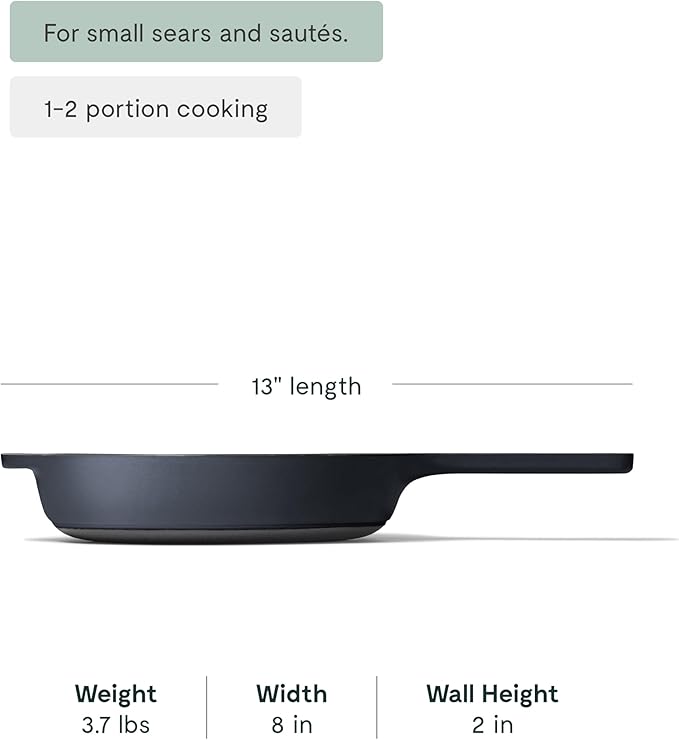 Caraway Cast Iron Skillet - 8??Enameled Cast Iron Pan With 3 Layer Enamel Coating - No Seasoning Required - Compatible With All Stovetops - Free From Forever Chemicals - Midnight Blue