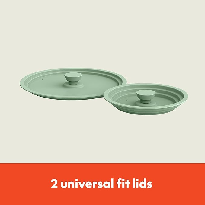 bella 9 Piece Ceramic Nonstick Cookware Set, Fits-anywhere??Kitchenware w EverGood??Coating, Dishwasher & Oven Safe, All Stovetops Compatible, Stackable Design, Cool Touch Handles, Seaglass