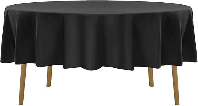 Cupuamon 90 inch Round Tablecloth Washable Polyester Table Cloth Decorative Table Cover for Wedding Party Dining Banquet（90 inch,Black）