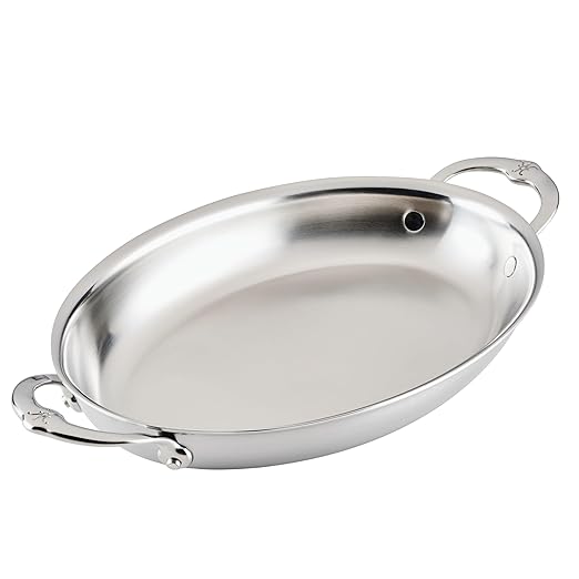 Hestan Provisions - Oval au Gratin Dish, Medium Clad Stainless Steel, 2.0 Quart (12.5" x 9.0")