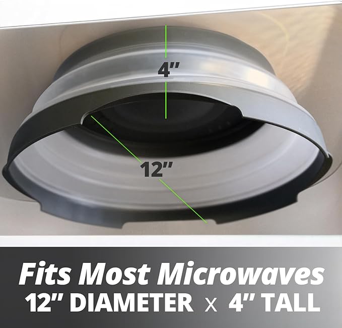 HOVER COVER Magnetic Microwave Splatter Cover with High Power, Strongest Magnetic Grip, Collapsible 12-Inch BPA-Free Food Lid, Vented Plate Guard, Dishwasher Safe, Space-Saving Storage - Gray, 2-Pack