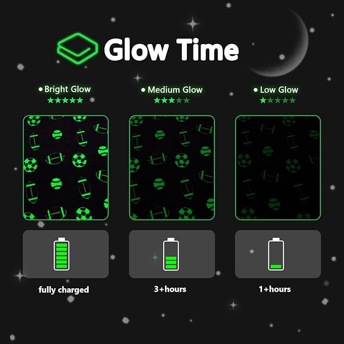 QSTEHEML Soccer Glow in The Dark Blanket,Football Gifts Toys for Kids Boys Age 3-12 Years Old,Birthday, for Toddler, Teen, Son, Soft Luminous Throw Blanket 50"횞60"