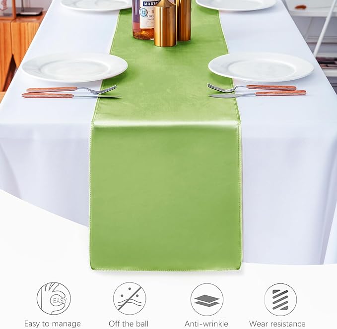 JEVIX 5 Pack Table Runner 12 X 108 Inch Silk Table Runner for Party,Wedding, Birthday, Banquets,Decoration