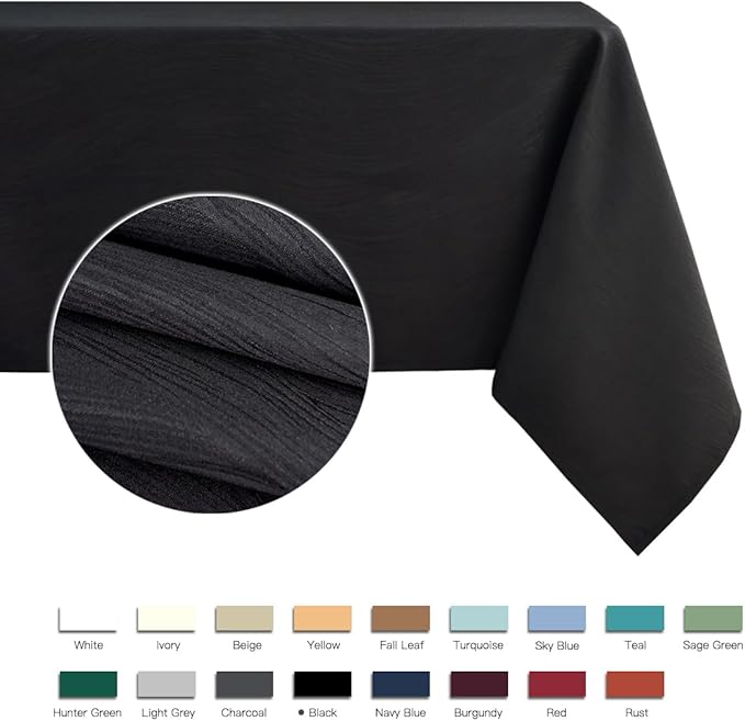 maxmill Square Table Cloth Swirl Design Water Proof Wrinkle Free Heavy Weight Soft Tablecloth Decorative Fabric Table Cover for Outdoor and Indoor Use Square 60 x 60 Inch Black