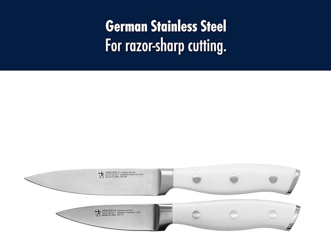 HENCKELS Forged Accent Razor-Sharp 2-pc Paring Knife Set, White Handle, German Engineered Informed by 100+ Years of Mastery