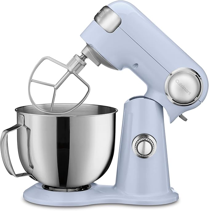 Cuisinart Stand Mixer, 12 Speed, 5.5 Quart Stainless Steel Bowl, Chef?™s Whisk, Mixing Paddle, Dough Hook, Splash Guard w/ Pour Spout, Frosted Blue, SM-50BLU,Arctic Blue