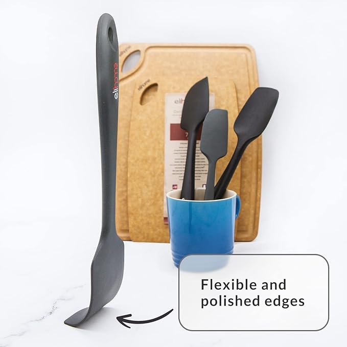 Elihome Chef Series 3 Piece Silicone Spatula Set - 600째F Heat Resistant Non Stick Rubber Kitchen Scraper Spatulas for Cooking, Baking, and Mixing ??BPA Free and LFGB Certified Silicone (Grey)