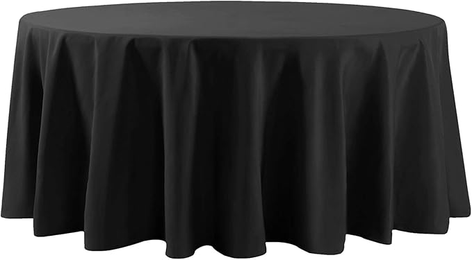 Cupuamon 132 inch Round Tablecloth Washable Polyester Table Cloth Decorative Table Cover for Wedding Party Dining Banquet竊?32 inch,Black