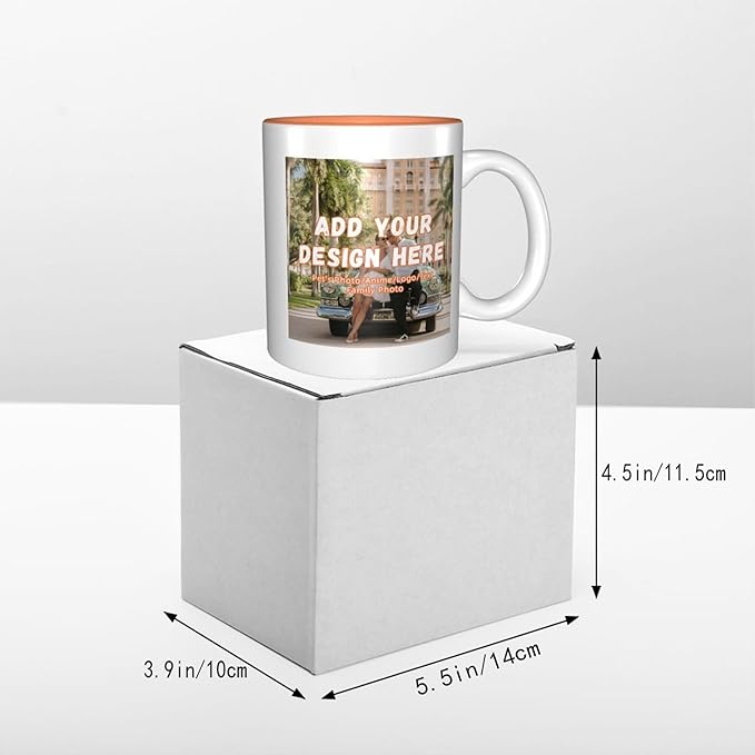 Custom Color Mugs with Partial or Full-Size Printing Customizable Photos and Text Coffee Mugs Creative Multicolor Designs Image (Partial, Orange)