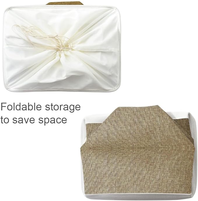 TheWarmHome Organization and Storage Basket for Organizing - X Large - 3 Pack 17.7L횞13.8W횞9.8H in Collapsible Storage Bin for Shelves, Fabric Basket for Gifts Organizer Toy Closet (White & Khaki)