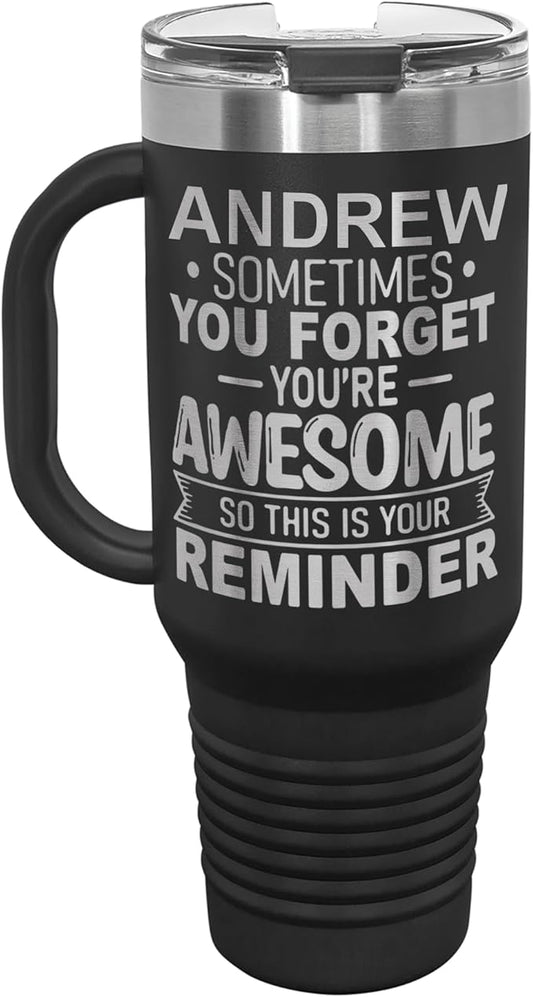 Personalized Inspirational Tumbler, Inspirational Gifts for Men Dad Father Wife Sister Women, Custom Birthday For Him Her, Customized You?셱e Awesome Tumbler, Teacher Coworker Gifts 40oz Black