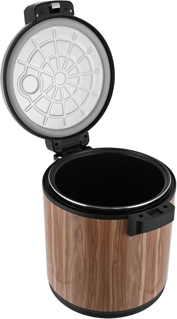6Gal Electric Rice Warmer with 2 Temp Settings (154째F-161째F) - Commercial Food Warmer for Rice, Soup & Dishes | Stainless Steel + Aluminum Alloy, Free Standing (Wood Grain Color)