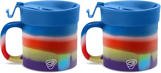 Silipint 16oz Silicone Coffee Mug Tumbler with Flip Lid ??Unbreakable Dishwasher Safe Microwave Oven & Freezer Compatible ??Non-Toxic Reusable Cup for Coffee Tea or Cold Drinks, Drippy - Pack of 2