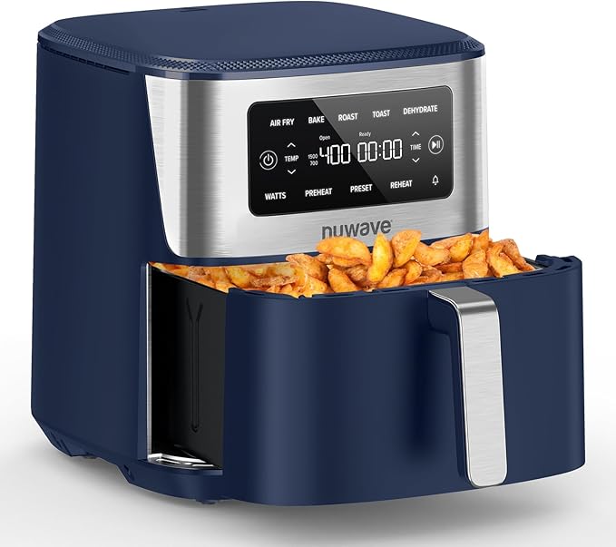 Nuwave Brio Plus 6-in-1 Air Fryer, 7-Qt Large Capacity, 50°F??00°F Precise Temp Control, Non-Toxic PFAS-Free Nonstick, Air Fry, Bake, Roast, Toast, Dehydrate, Reheat, 100 Presets, Dishwasher Safe