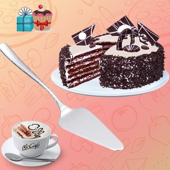 KSENDALO Luxurious SUS304 Stainless Steel Pie Server with Hammered Handle, Silver Spatula for Serving, Cutting, and Serving Cakes, Pies, Pizzas & Desserts - Perfect for Weddings, Birthdays &Parties