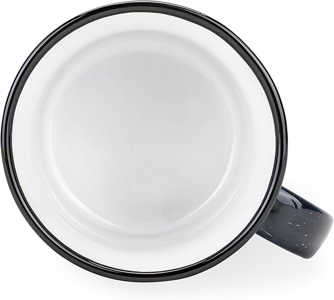 Camco Life is Better at The Campsite Ceramic Coffee Mug - Microwave and Dishwasher Safe - Features Speckled Blue Background with Life is Better at the Campsite Design - Coffee Cup Holds 14oz. (53473)