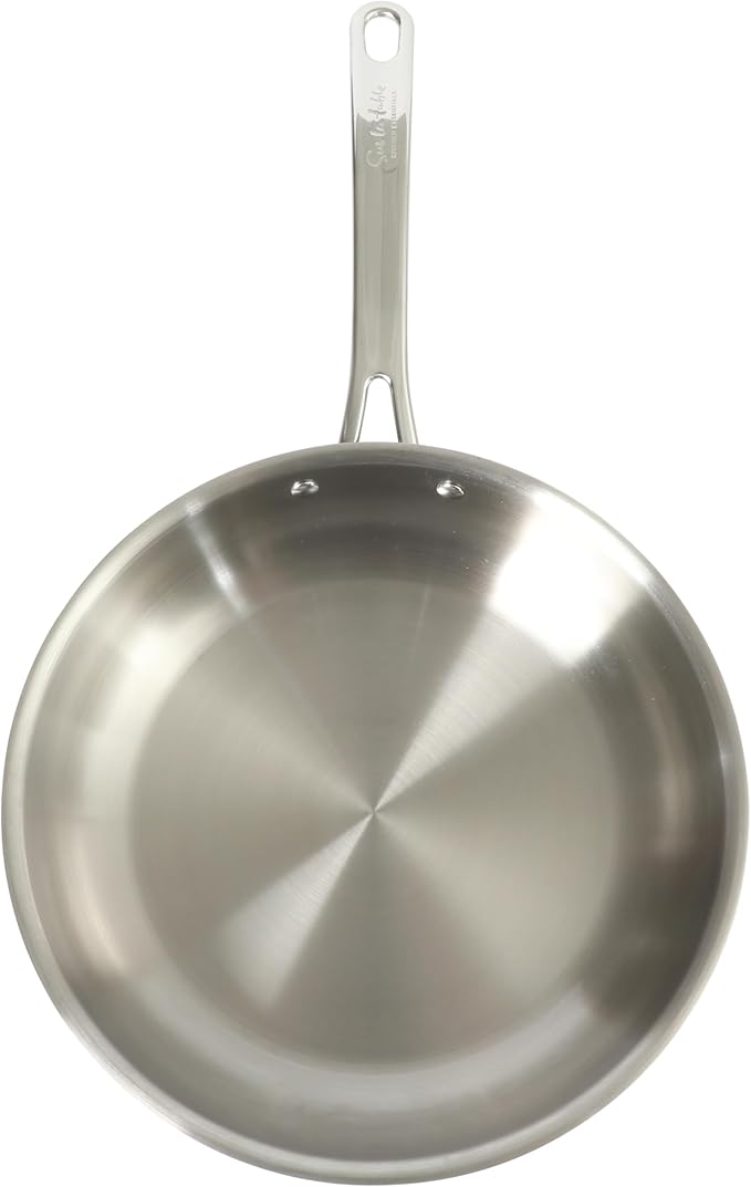 Sur La Table Kitchen Essentials Chef's Deck 11-Inch Large Stainless Steel Frying Pan ??Induction Ready Skillet with Tri-Ply Base, Polished Finish & Hollow Stay-Cool Handle