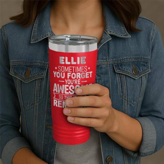 Personalized Inspirational Tumbler, Inspirational Gifts for Men Dad Father Wife Sister Women, Custom Birthday For Him Her, Customized You?셱e Awesome Tumbler, Teacher Coworker Gifts 20oz Red