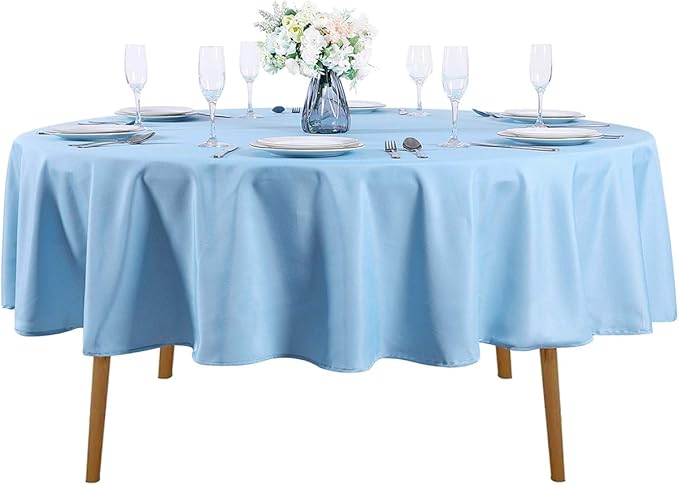Cupuamon 90 inch Round Tablecloth Washable Polyester Table Cloth Decorative Table Cover for Wedding Party Dining Banquet（90 inch,Blue Mist）