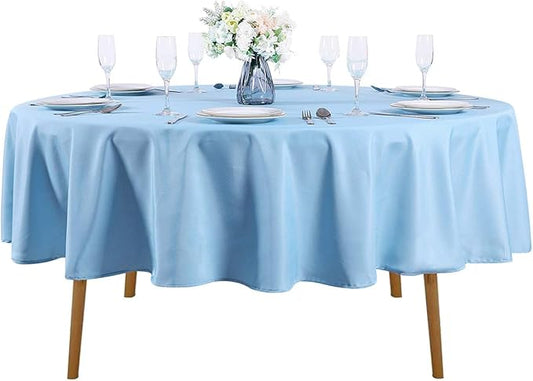 Cupuamon 90 inch Round Tablecloth Washable Polyester Table Cloth Decorative Table Cover for Wedding Party Dining Banquet（90 inch,Blue Mist）