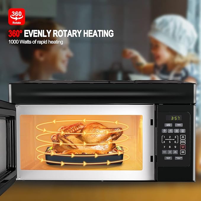 GASLAND 1.7 Cu.ft. Over the Stove Microwave, 30 Inch Over the Range Microwave with 10 Power Levels, One Touch Cooking, 300 CFM,1000W, LED, Turntable, Sensor Cook, Over The Stove Microwave Oven, Black