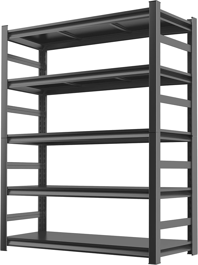 48''W Kitchen Shelves with Large Storage Capacity, Waterproof and Rust-Resistant Metal Racks, Multi-Functional Adjustable Kitchen Storage Shelf, Suitable for Kitchens, Storage Rooms, Black