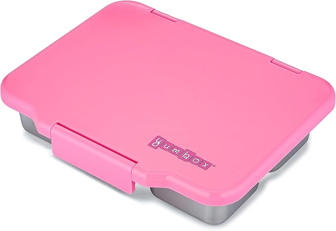 Yumbox Pr챗t Stainless Steel Bento Lunch Box, 3 Compartment, Secure Seal, BPA-Free, Dishwasher Safe, Compact & Lightweight for Kids & Adults, School & Office Lunch, Portion Control (Versailles Pink)