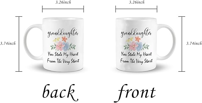 Granddaughter Gift Coffee Mug - You Stole My Heart Ceramic Tea Cup 11oz - From Grandma Grandpa