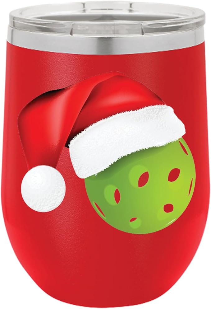 Pickleball Wine Tumbler, Pickleball Gift, 12oz Stainless Steel Wine Tumbler, Gifts For Him, For Her, For Boys, For Girls, Birthday, Christmas Gift idea (Red)