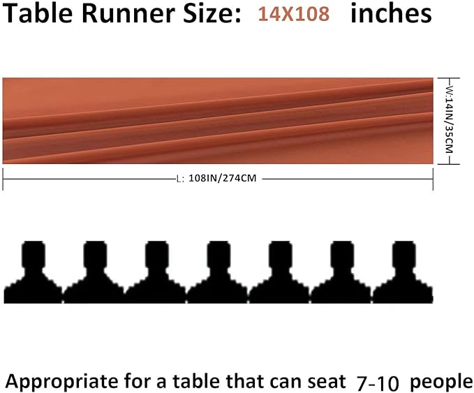 flohar 6Pack 9ft Chiffon Table Runner 14x108 Inch Sheer Romantic Table Runner for Wedding Birthday Party Bridal Shower Outdoor Decoration-Rust
