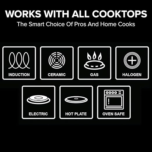 Nuwave Designs- 12" Fry Pan, Skillet, Even-Heating Technology, 3 Layer 18/10 Stainless Steel, Tri-Ply & Heavy-Duty Construction, PTFE PFOA PFOS Free,10 -Ye채r W채rranty