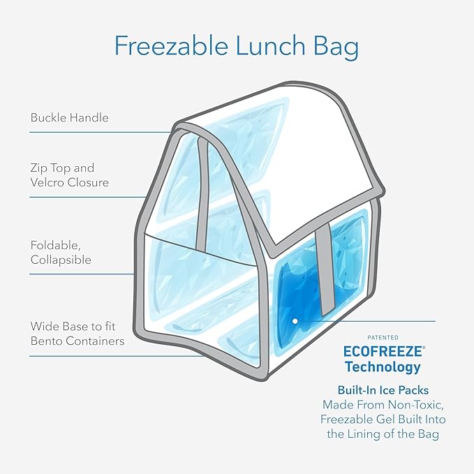 PackIt짰 Freezable Lunch Bag, Unicorn Dream Pink, Built with EcoFreeze짰 Technology, Foldable, Reusable, Zip and Velcro Closure with Buckle Handle, Designed for Work Lunch and Fresh Lunch On the Go