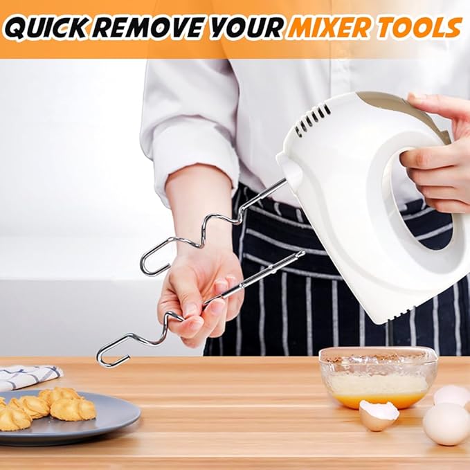 Handmixer - 5 Speed Portable Kitchen Mixer Electric Handheld with 5 Stainless Steel Accessories Whisk, Food Beater, ?ŒIvory