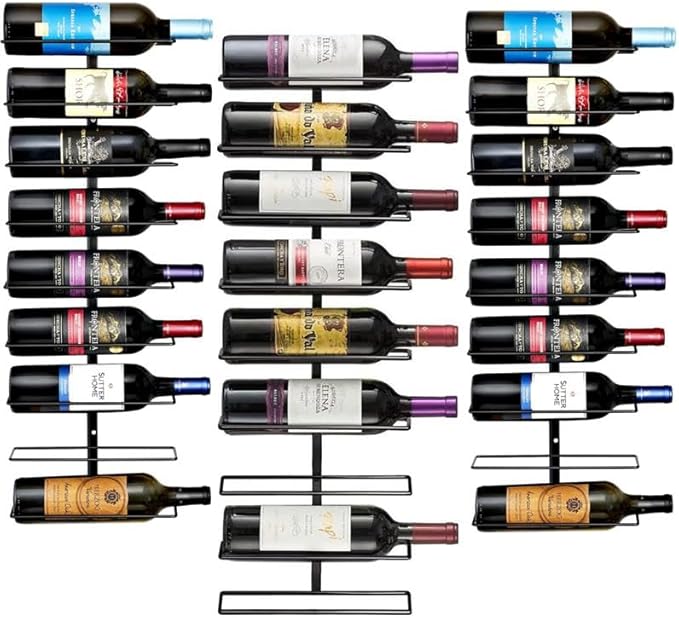 Sorbus Wall Mount Wine Rack 3-Pack ??Holds 9 Bottles Each ??Black Metal Wine Bottle Holders for Wall, Modern Wine Rack for Home Bar, Kitchen